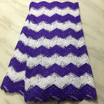 

Contrast Colour Stripe Milk Silk African Lace Fabric With Stone 5Yards Hollow Out French Tull Lace Fabric For Women Dress