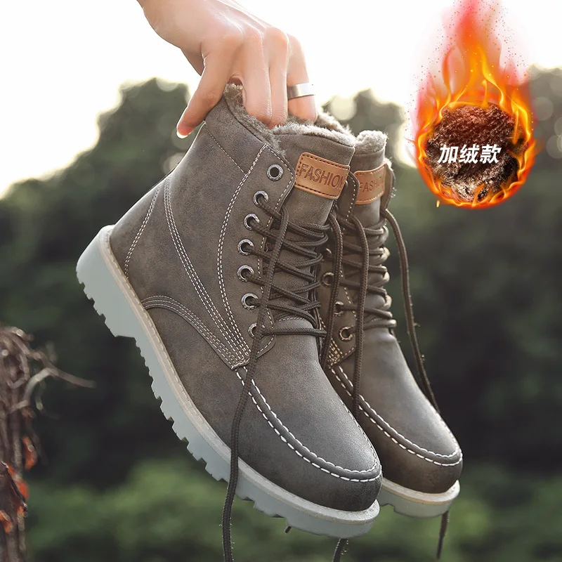 

2018 Autumn And Winter New Products Men Martin Boots INS Hight-top Shoe Trend Short Boots Wear-Resistant Anti-slip plus Velvet M