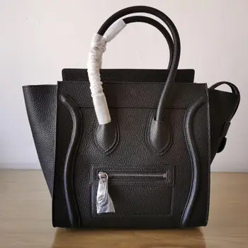 

Donotknow Leather 26cm Smiley Bag Strapless Head Layer Cowhide High Quality Handbag Women Bag Microfiber Inside