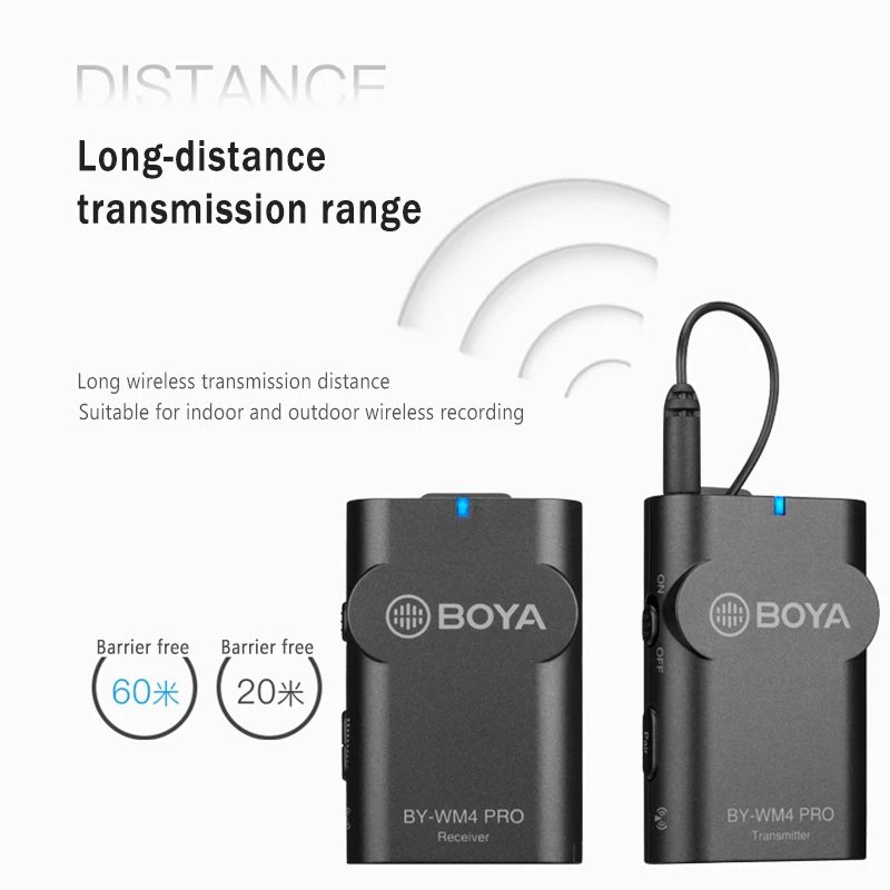 FAST SHIPPING. BRAND NEW.  763428-501 ?Boya BY-WM4 Pro K1/K2/K3/K4/K5/K6 Dual Channel 2.4G Wireless Studio Condenser Microphone Lavalier Interview Mic for DRLR Cameras