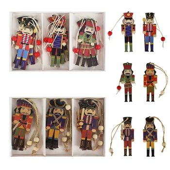 

Birthday Gift 9pcs Wooden Nutcracker Soldier Figurines Christmas Tree Ornaments Puppets Figures Dolls Toy Christmas Decorations