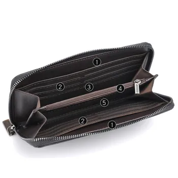 

Men's Large Capacity Long Wallet Fashion Litchi Pattern PU Clutch Wallet Multi-Card Zip Concealed Bag Money Clips
