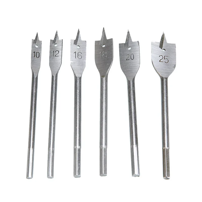 

Three-Tipped Woodworking Flat Drill 6 Pieces Hole Drilling Bit Set High Carbon Steel Multi-Specification Flat Drill Solid Wood T