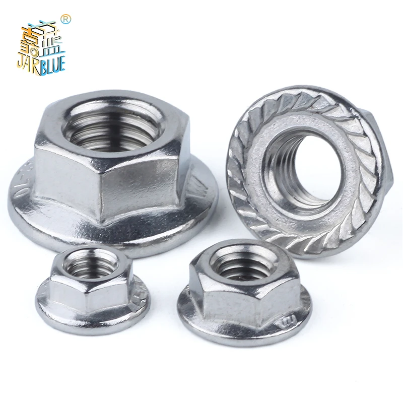 1/5pcs Inch 1/4 5/16 3/8 1/2 6-32 8-32 10-24 Unc America Coarse Form Lock Metal Heavy Prevailling Torque Flange Hexagon Nut