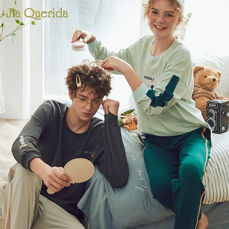 2020 Men Sleepwear Chinese Panda Pajamas Men and Women Matching Home Clothes Sporty Pyjamas 100% Cotton Loungewear Couple Pj Set 2020 Men Sleepwear Chinese Panda Pajamas Men and Women Matching Home Clothes Sporty Pyjamas 100% Cotton Loungewear Couple Pj Set