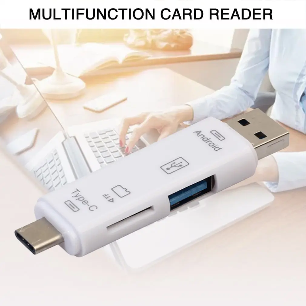 Многофункциональный 5 в 1 type-C кард-ридер Micro usb type-C флэш-накопитель адаптер разъем Высокоскоростной считыватель карт памяти