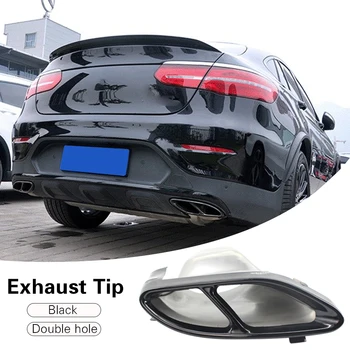 

Exhaust Tail Pipe Tips Double Hole Easily Installation Personal Car Elements for Mercedes Benz W212 W213 W205 W246 Black