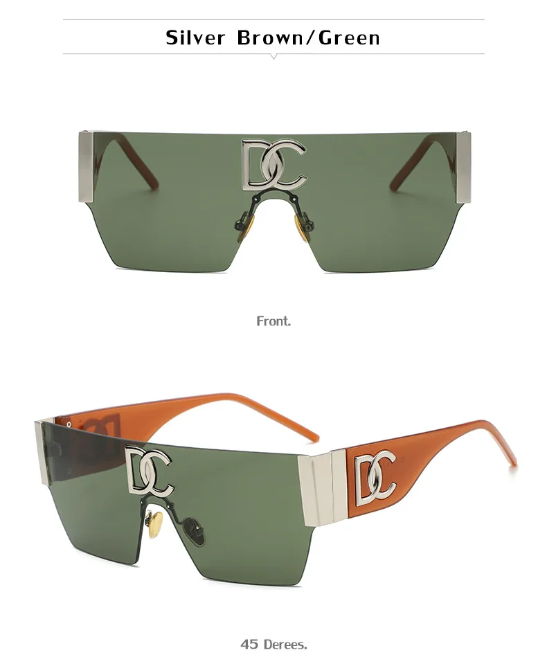 Rimless One Piece Square Sunglasses Women Frameless Flat Top Sun Glasses Men Luxury Brand Designer Silver Mirror Shades Eyewear