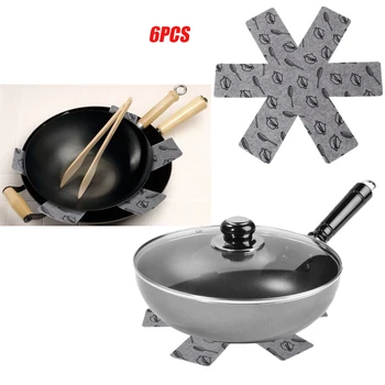 

6pcs Pot & Pan Protectors Gray Print Premium Divider Pads to Prevent Scratching Separate Protect Surfaces for Cookware Kitchen