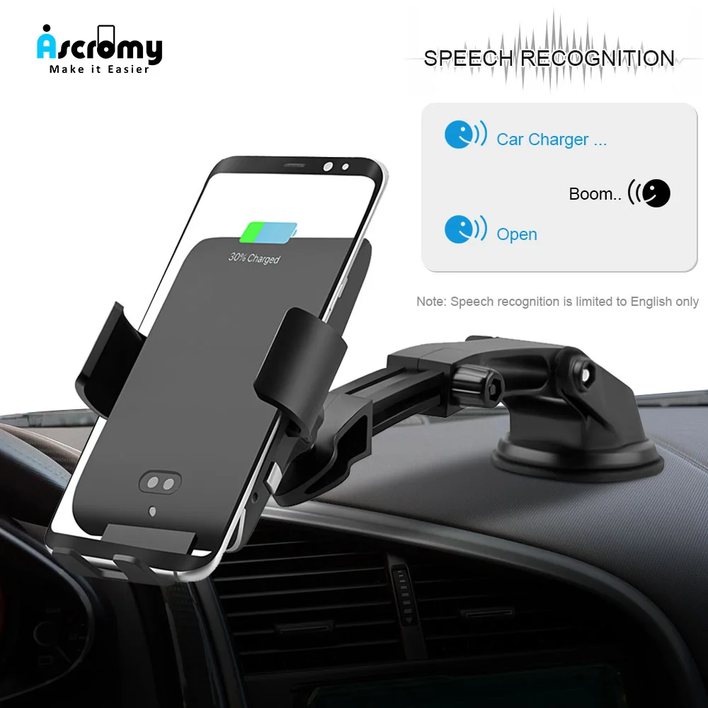

QI Car Fast Wireless Charger Phone Holder For iPhone XR 11 Pro Max Samsung HUAWEI P30 Mate 30 Pro Mount Speech Infrared Charger