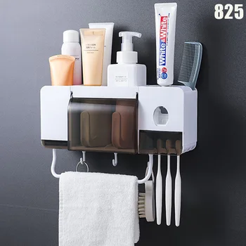 

Wall Mounted Toothbrush Holder Set with Cups Automatic Toothpaste Dispenser Bathroom Kit SNO88