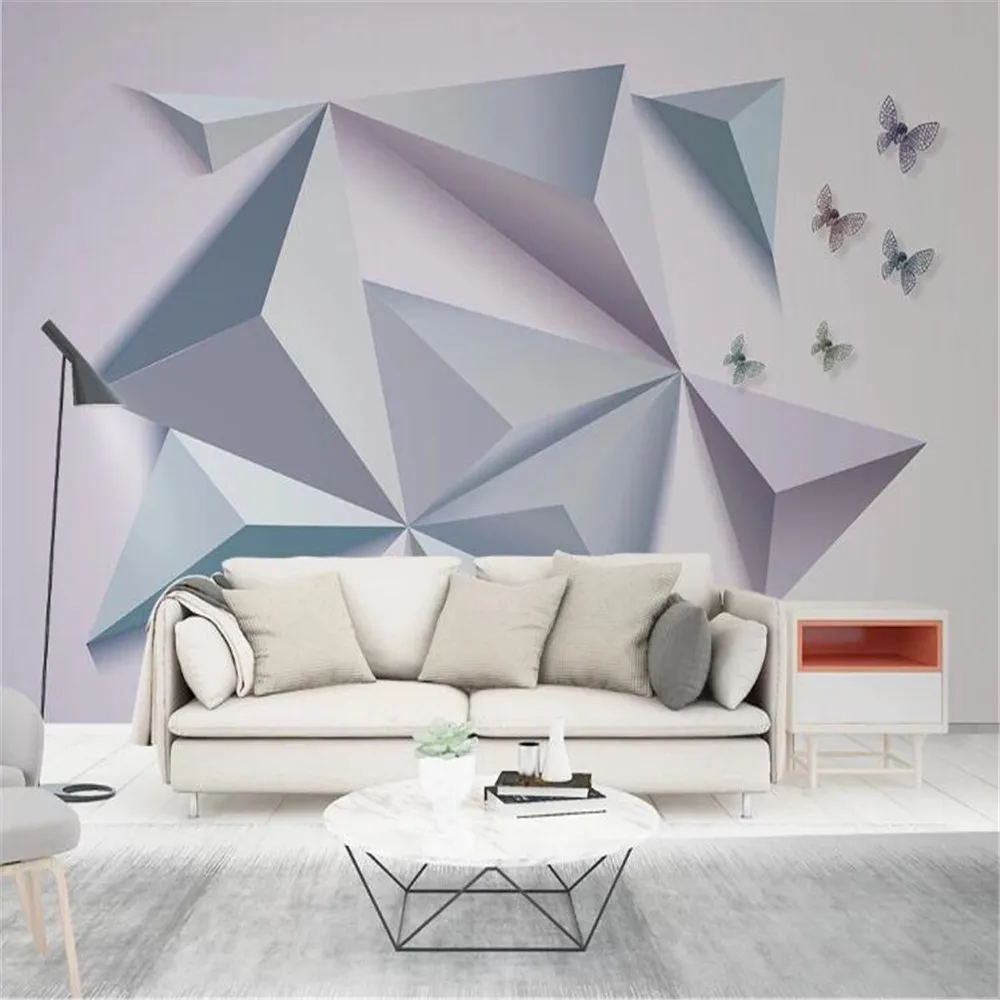 

milofi factory custom wallpaper mural 3d butterfly and triangle three-dimensional combination splicing modern TV background wall