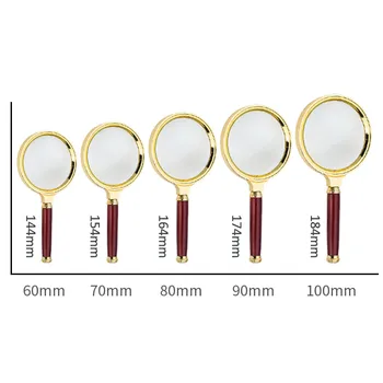 

10X Portable Handheld HD Reading Magnifier Glass Mahogany Handle Reading Books Newspapers Insect Observation Classroom Science