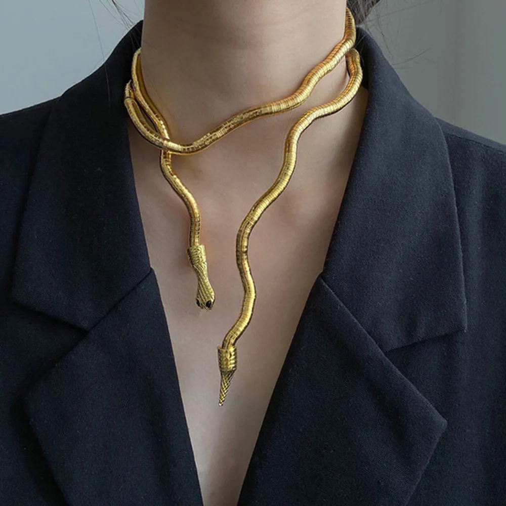 2021 South Korea Fashion Cool Black Hip-Hop Rock Gold Silver Snake Ms Multi-Function Necklace Girl Party Punk Jewelry Gifts | Украшения и
