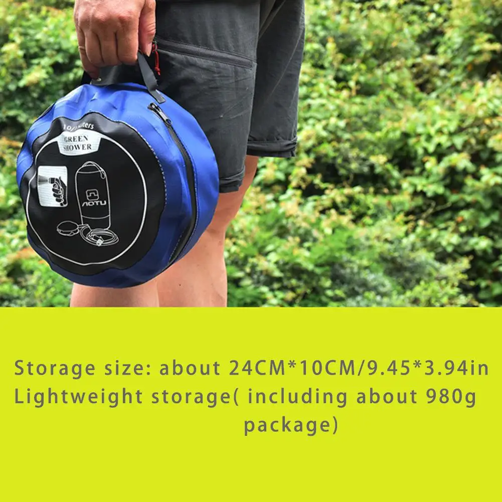 11L Outdoor Inflatable Shower Pressure Shower Water Bag Portable Camp Shower Lightweight Travel PVC Water Storage Outdoor Shower
