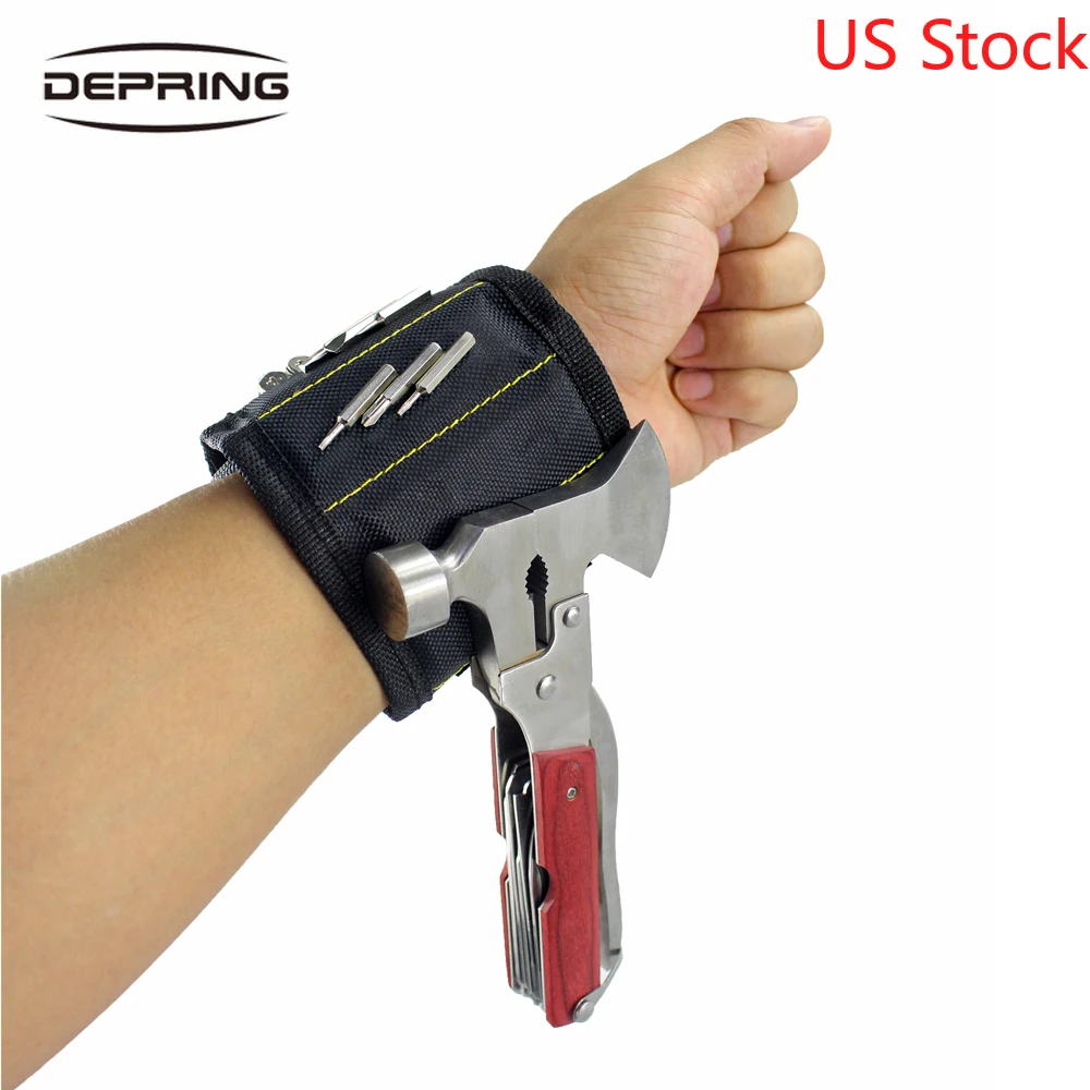 

US STOCK Magnetic Wristband Portable Tool Bag Electrician Wrist Tool Belt Screws Nails Drill Bits Holder Repair Tools