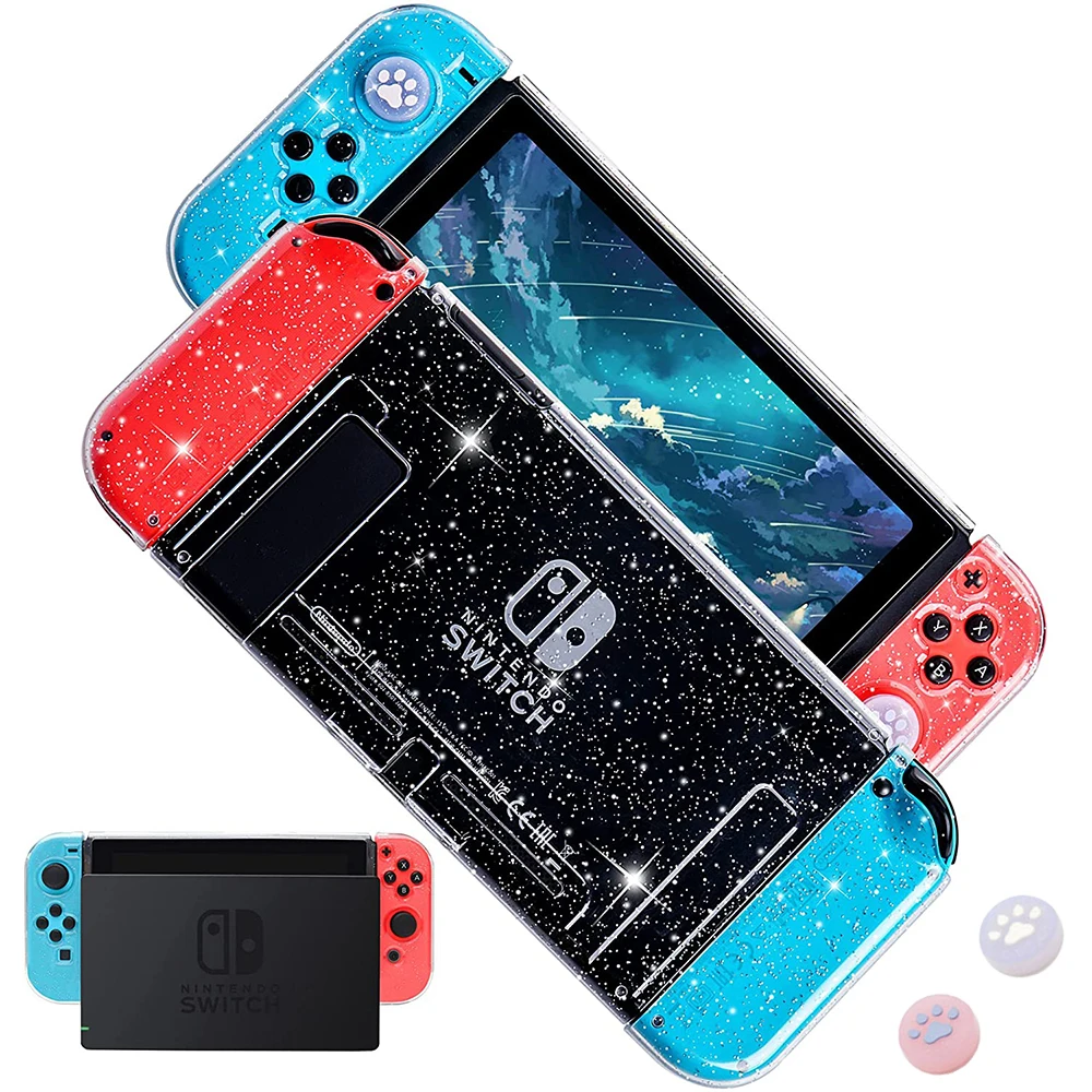 Nintend NS Switch Shell Protective Hard PC Glitter Case For NintendoSwitch NX Cases Colorful Back Cover w Free Caps | Электроника