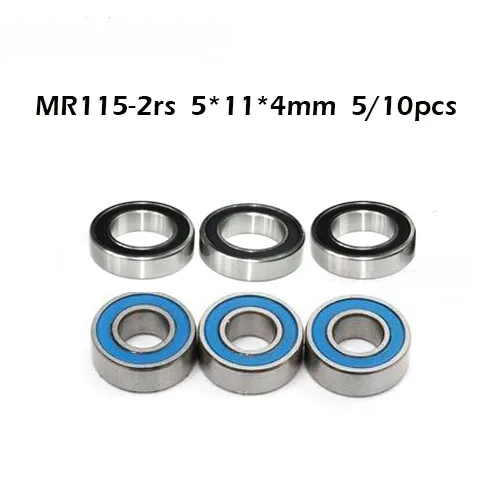 MR115RS подшипник ABEC-1 Нью-Йорк(5/10 шт.) 5X11X4 мм миниатюрный MR115-2RS упорные шариковые подшипники синий герметичный MR115 2RS подшипник