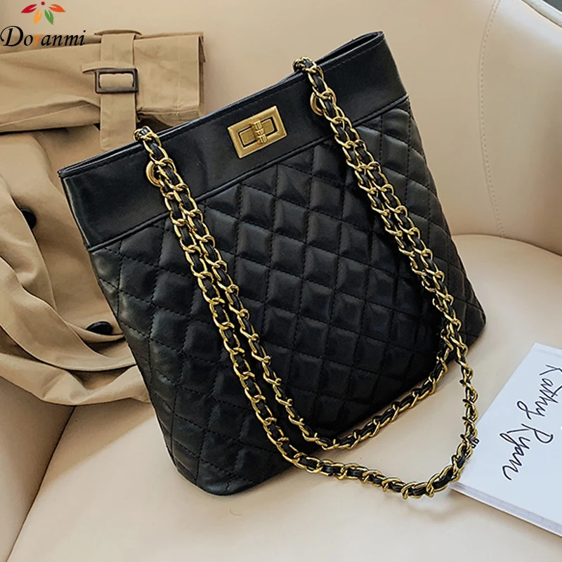 

DORANMI Diamond Lattice Big Tote Bags For Women 2019 Leather Shoulder Bag Female Solid Tote Bag Luxury Brand Handbags DJB976