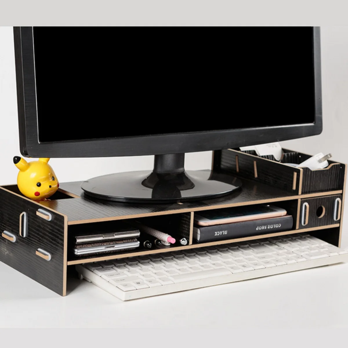  Multi-function Desktop Monitor Stand Computer Screen Riser Wood Shelf Plinth Strong Laptop Stand De