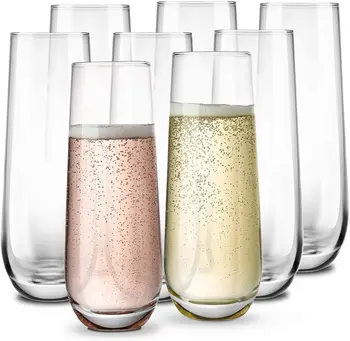 

Stemless Champagne Flute Glasses,Elegant All-Purpose Wine Drinking Glassware Beverage Cups for Water, Juice, Beer, Liquor, Whisk