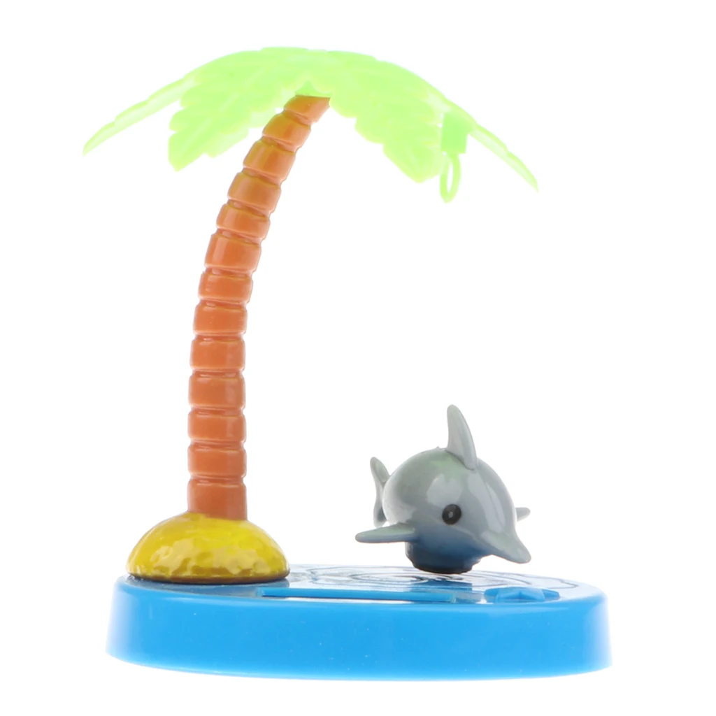 Swing Animal Doll Solar Powered Fish Coconut Palm Model For Kids Toy Home Decor