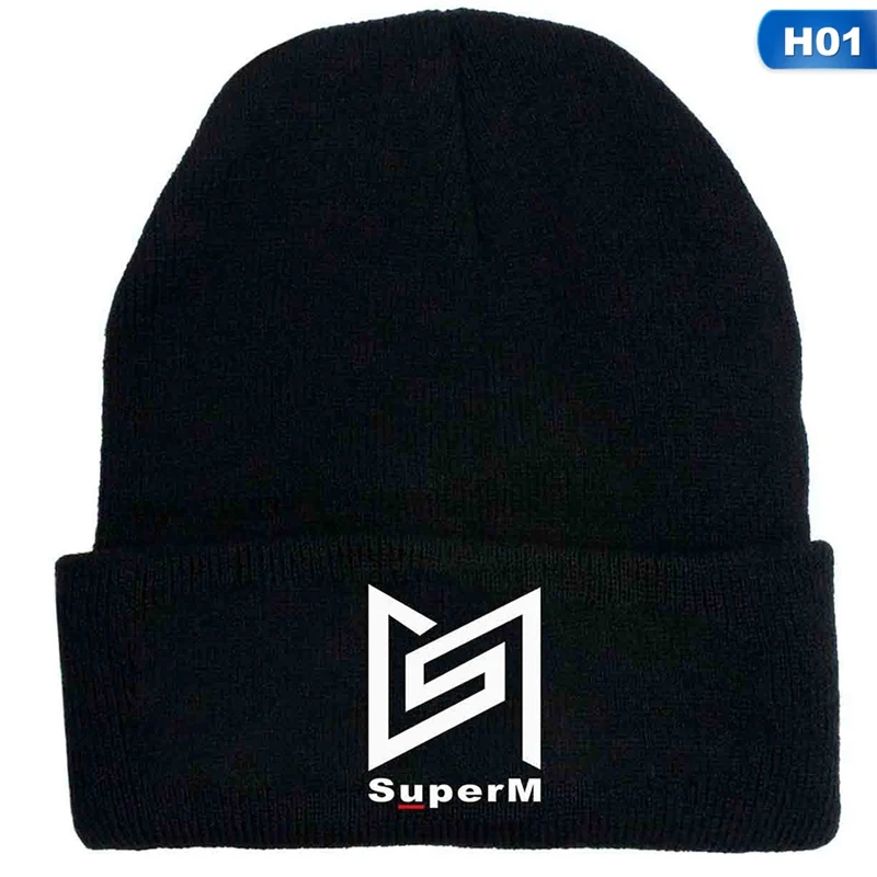 Осень зима мужская женская мода KPOP Super M Fans Hat djustable Skullies& Beanies