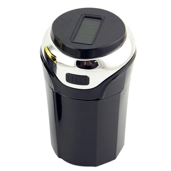 

N12B Smoking Accessory Rustless Storage Case LED Lighting Easy Clean Solar Powered With Lid Car Ashtray Disassemble Portable