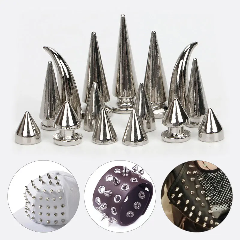 Silver Metal Screwback Cone Studs Punk Bag Belt Shoes Clothes Leathercraft Cone Rivet DIY 10 Sets metal rivets metal studs leather rivets