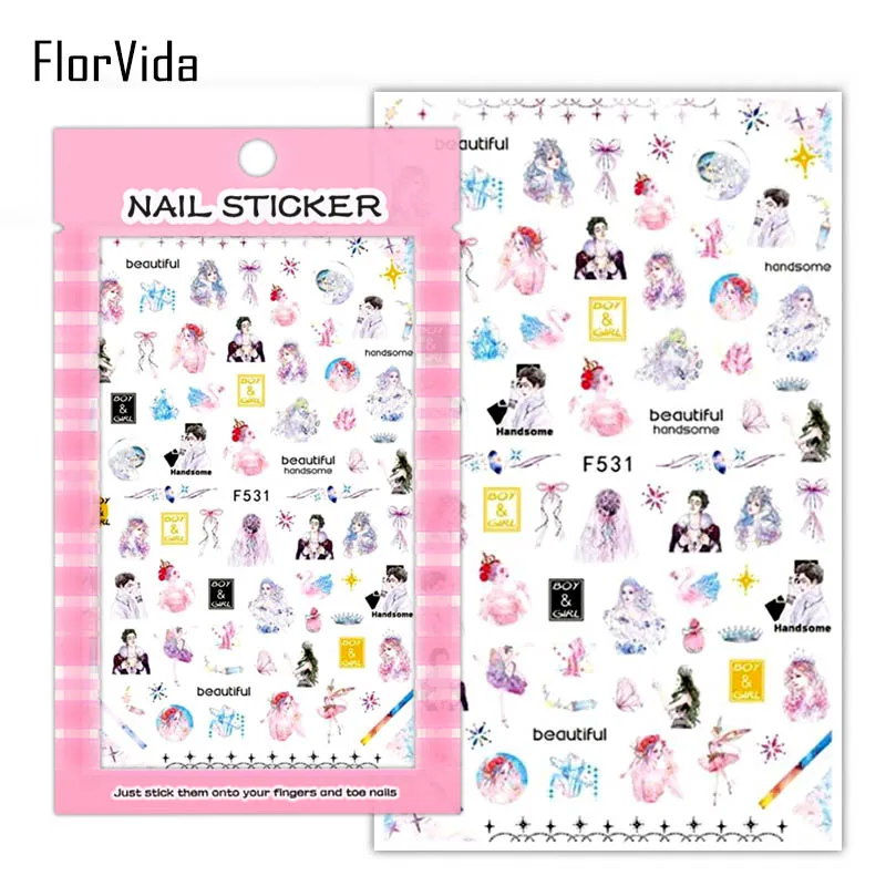 FlorVida F214-220 3D слайдер для ногтей золотые черные наклейки Переводные картинки с бабочками клейкий дизайн для маникюра Советы украшения для ногтей