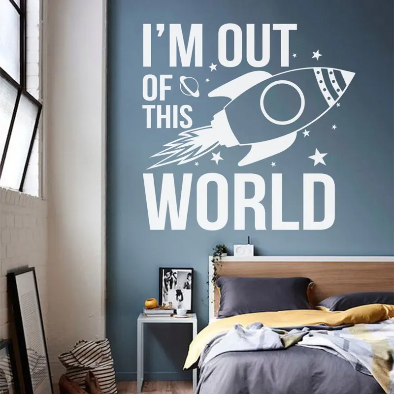 

I'm Out Of This World Outer Space Wall Sticker Space Rocket Star Vinyl Home Decor Kids Room Boys Nursery Decals Murals A348