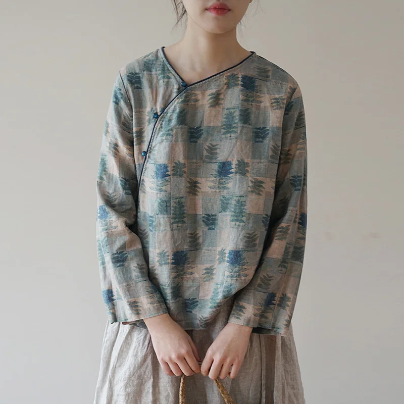 Коллекция весна-лето 2020 женские топы scuwлен винтажная Свободная блузка из рами с