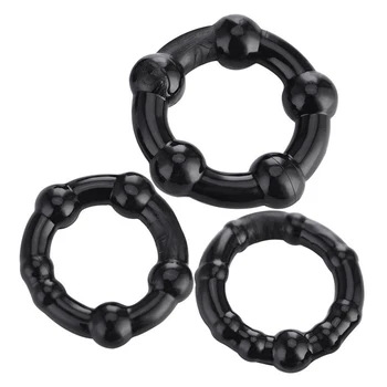 3 Pcs/Set Cock Penis Ring Bead Penis Ring Male Delay Ejaculation Lasting Silicone Erection Ring Sex Toys For Men Adults 4