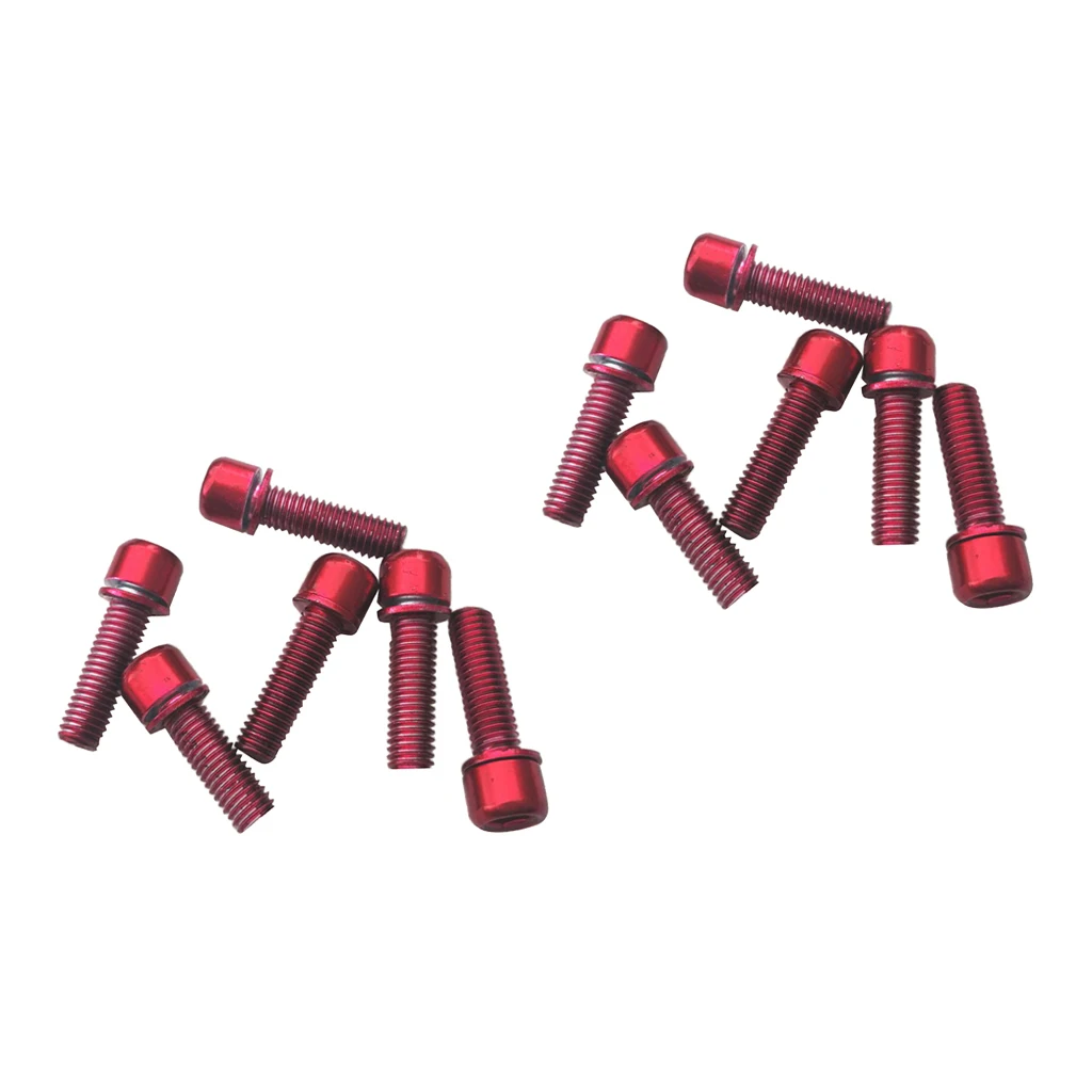 Pack of 12, M5x18mm Screws for MTB Road Bike Bicycle Disc Brake Caliper / Handlebar Stem - Red