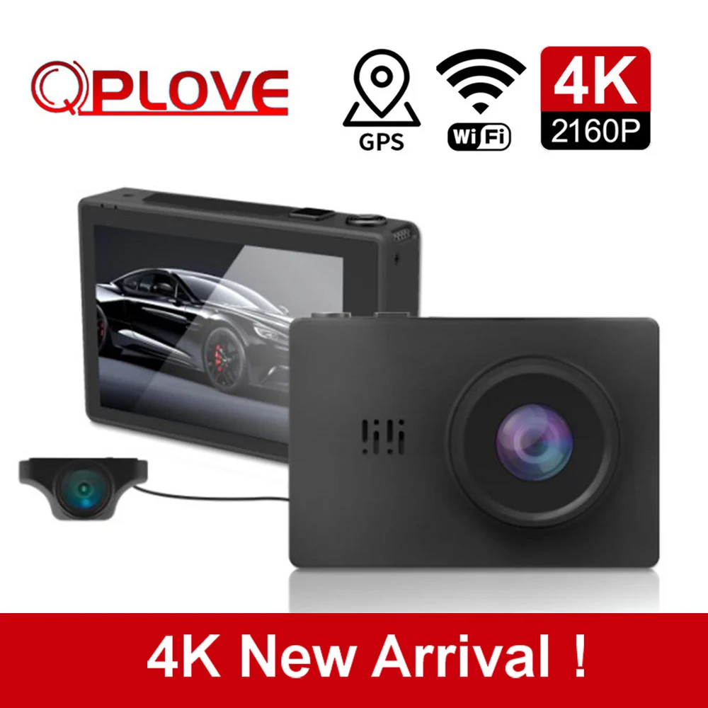 QPLOVE, новинка, 4K Автомобильный видеорегистратор, HD 2160 P, видеорегистратор, 3.0in, OLED экран, сетка, Wi-Fi, подключение, gps, g-сенсор, парковочный монитор, рекордер