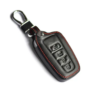 

Black 4 Buttons Smart Remote Key Case Fob Bag PU Premium Soft Leather Cover Case Fit For Toyota Camry Car Accessories