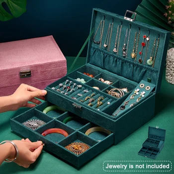 

Desktop Organizer Multifunction Rings Earring Necklace Jewelry Box With Lock For Women Home Storage Holder Dressing Table