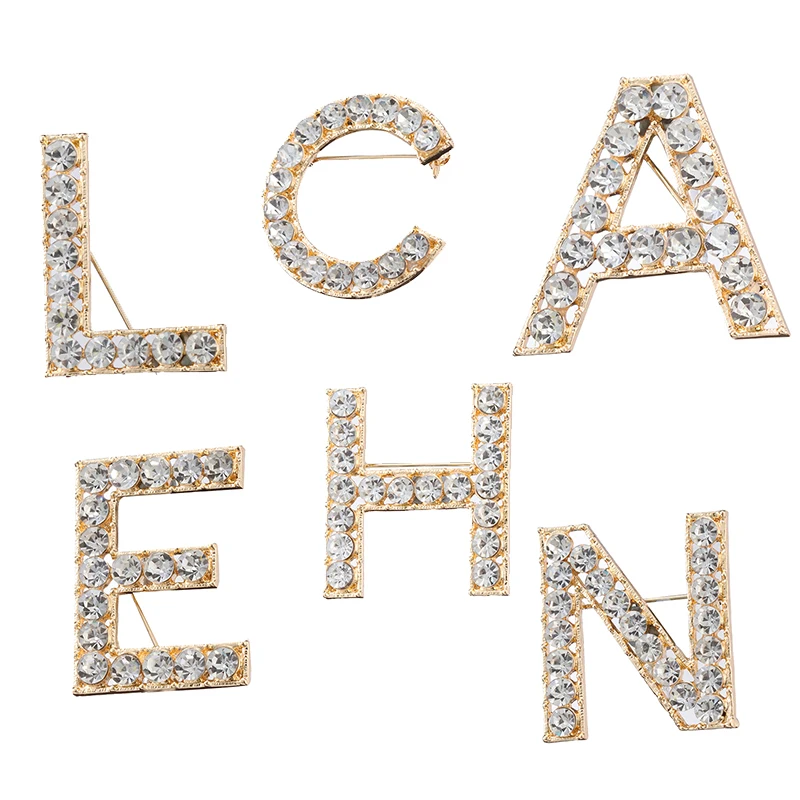 ZRMLetterPinsCrystalBroochesforWomenCreativeAlphabetMetal