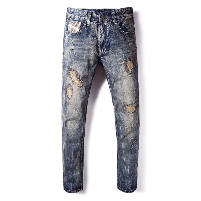 

2020 Ripped Jeans Men Patchwork Hollow Out Printed Beggar Cropped Pants Man Cowboys Demin Pants Male Dropshipping