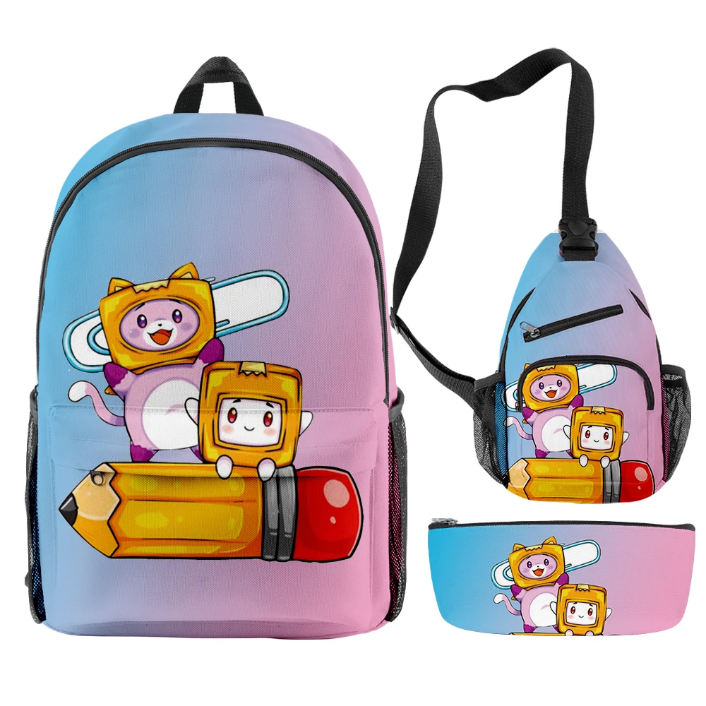 Lankybox Cartoon 3D Printing School Backpack Set 3 Pieces Boys Girls  Backpacks Travel Crossbody Bag Pencil Case Kids Backpack|Backpacks| -  AliExpress