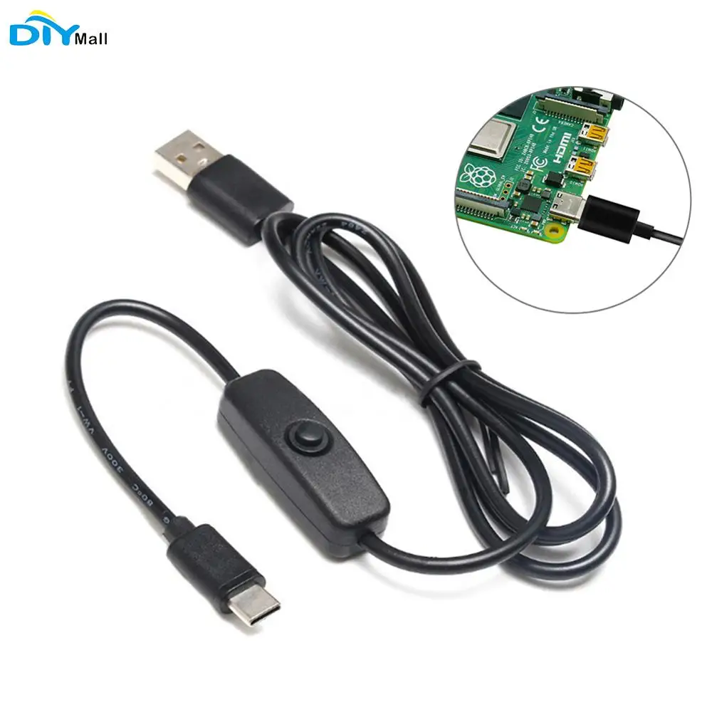 

Power Switch Line for Raspberry Pi 4 Type-c Interface 5V 3A 1m USB Power Supply Line