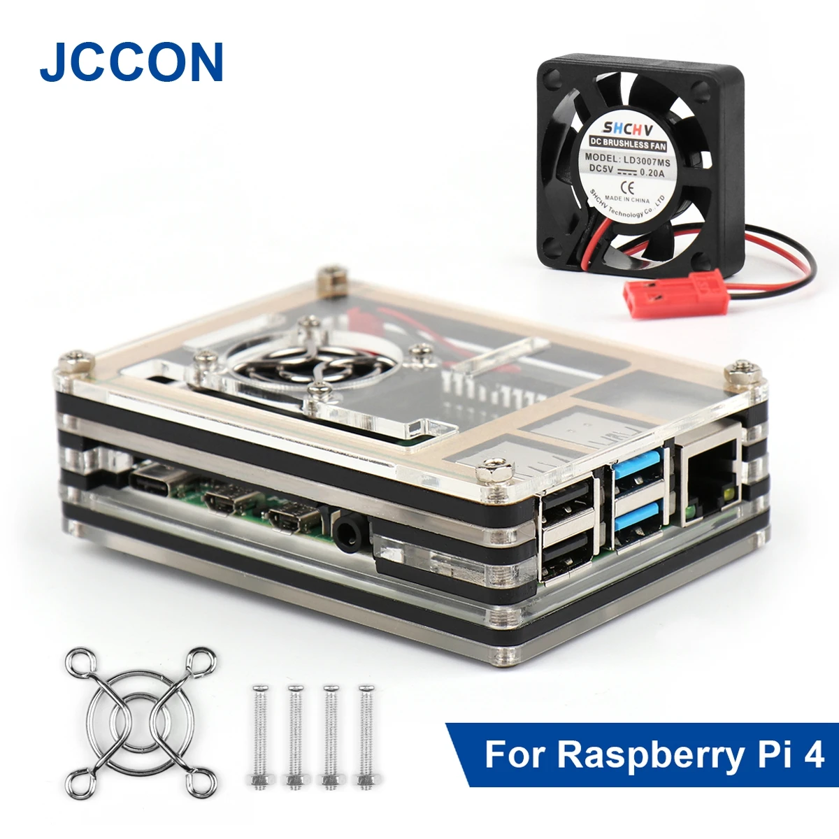 Для Raspberry Pi 4B акриловый прозрачный 9 слоев чехол с вентилятор охлаждения
