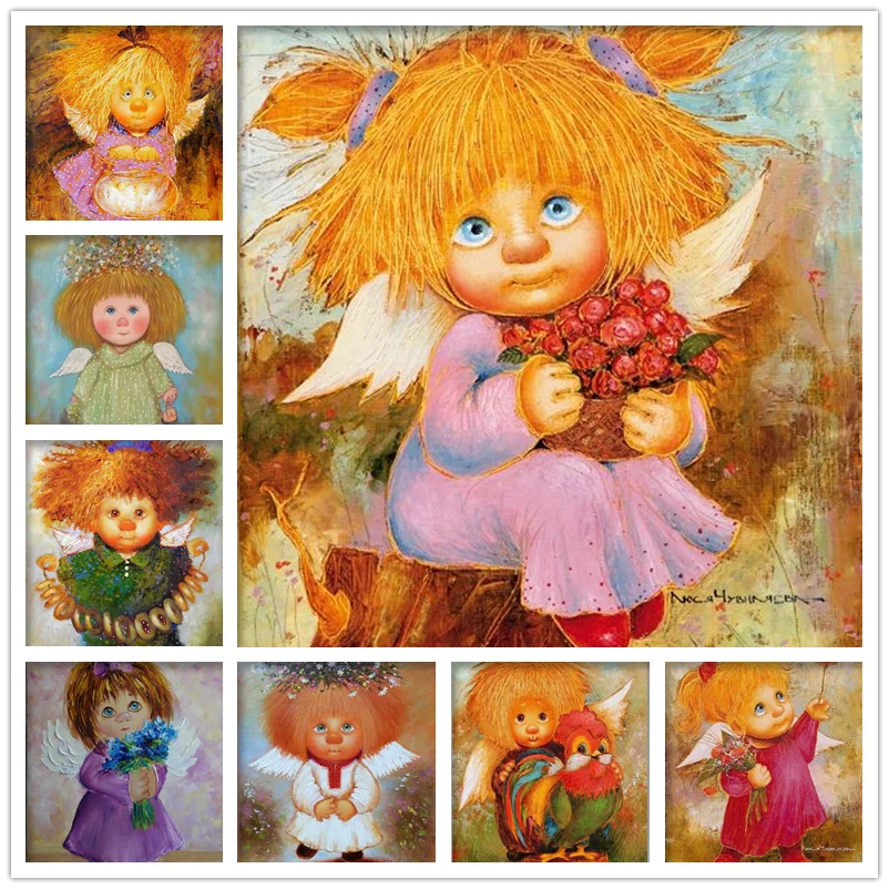 Алмазная 5d картина с изображением русского ангела квадратная круглая вышивка