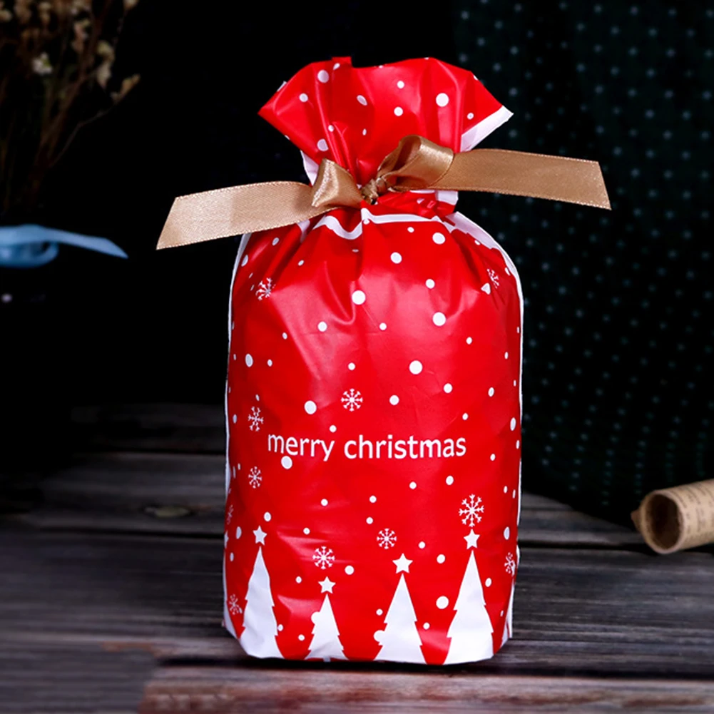 50Pcs Christmas Candy Cookies Packing Bags New Year Gift Bag Xmas Santa Claus Gift Storage Bag For Christmas Party Decoration