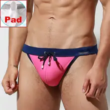 2019 最新 Desmiit 水着ブリーフセクシーなメンズ水泳パンツプッシュアップパッドゲイ水着男ビキニタンガビーチ入浴水泳ショーツ(China)