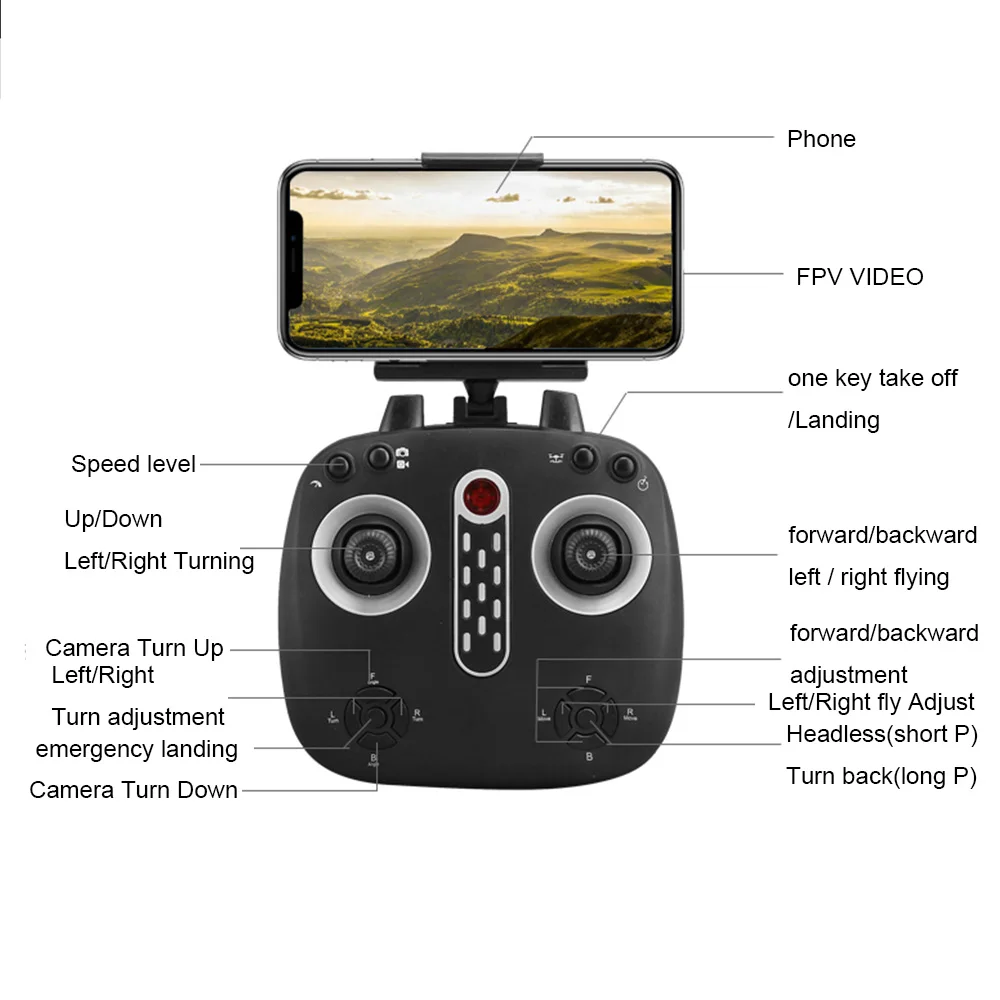 квадрокоптер Радиоуправляемый Дрон Мини Складная селфи с Wi Fi FPV 2MP Камера двойной