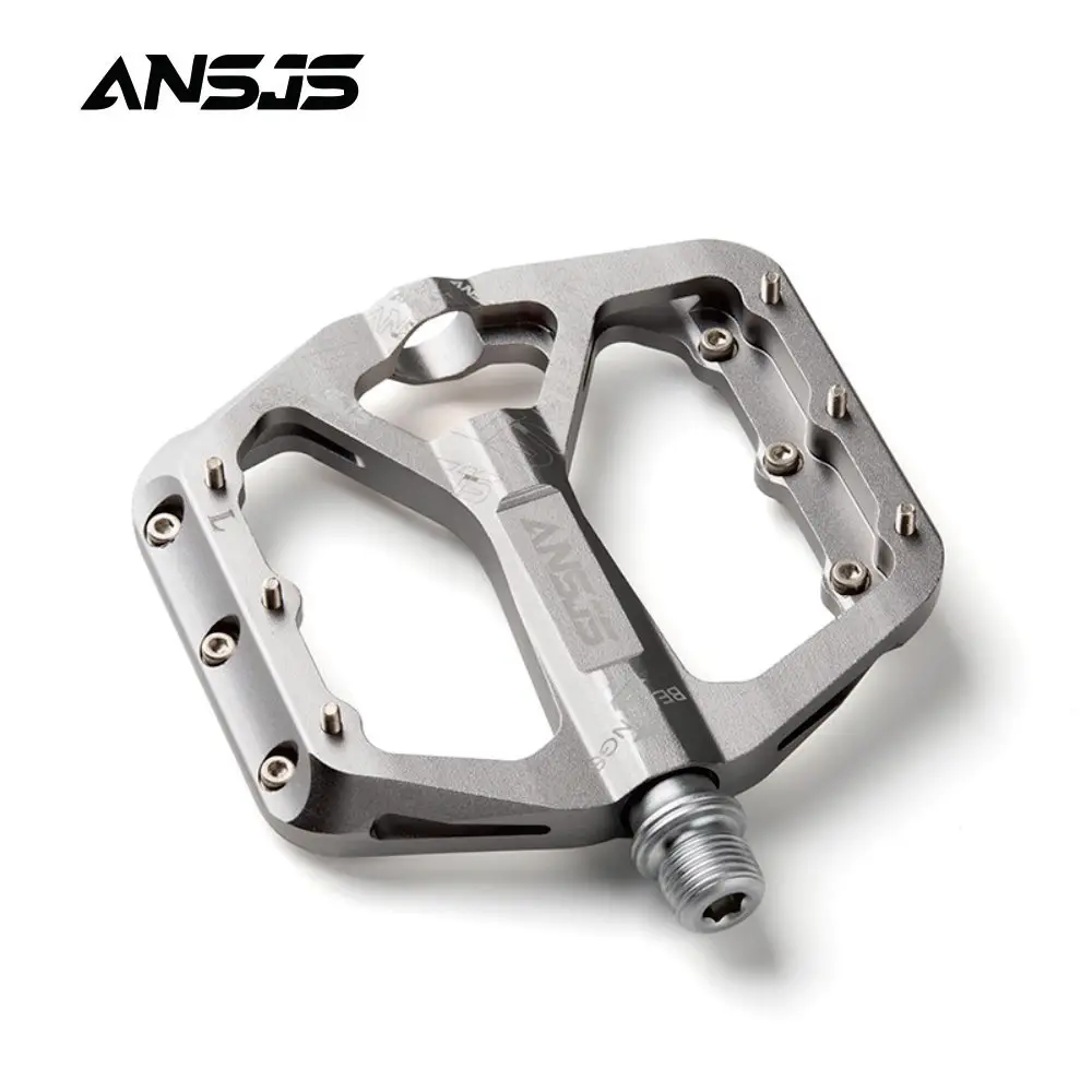 

Ansjs 3 Bearings Mountain Bike Pedals Platform Bicycle Flat Alloy Pedals 9/16" Pedals Non-Slip Alloy Flat Pedals