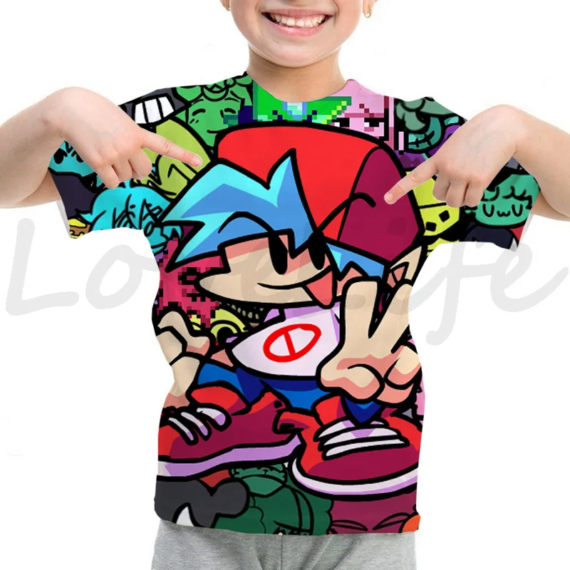 Camiseta Funkin de viernes por la noche para niños, camiseta divertida de manga corta con dibujos animados del juego FNF, camiseta 3D de verano para niños, ropa kawaii para niños, camiseta de anime