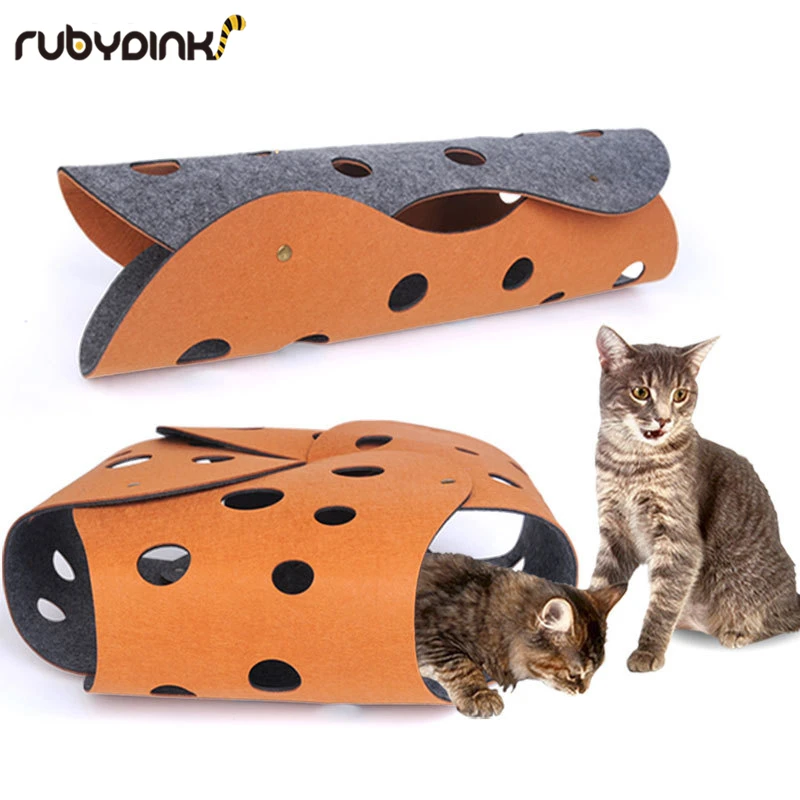

Fun and convenient washable cat tunnel collapsible interactive wool felt cat tunnel four seasons indoor outdoor kitten puppy toy
