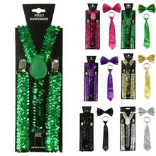 Модные однотонные подтяжки с блестками для мужчин и женщин, Регулируемые Прямые подтяжки с бантом, аксессуары для праздничной одежды, ширина 2,5 см# g3